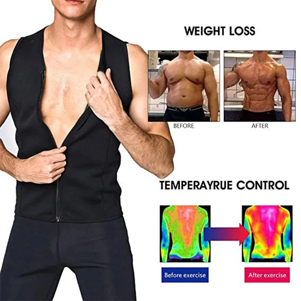 Неопренови шорти за отслабване, блузи, спортно коригиращото бельо за мъже, върхове за бърза загуба на тегло, Еластична тъкан високо налягане с цип за ежедневието