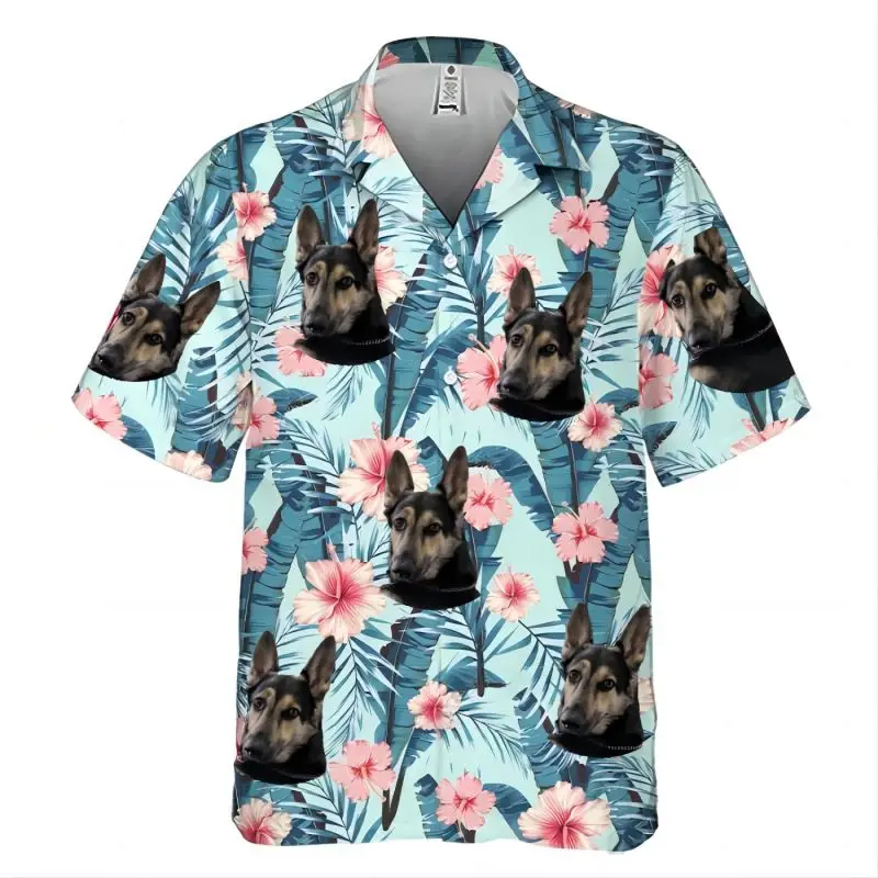 Лятна Мъжка новост 2023, топла разпродажба, риза в хавайски стил с 3D принтом, модни серия кученца, Модна тенденция, красива и готина риза