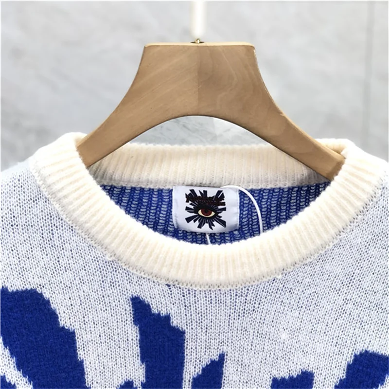 Бял пуловер с 3D стереоскопической печат на Очите, пуловер За Мъже И жени, високо качество на Свободни Блузи с дълъг ръкав