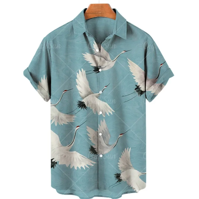 Мъжки костюми на птици, Хавайски ваканция, реколта тениска за мъже с 3D цветен ежедневните дизайн, Висококачествена и луксозна облекло Dazn, блузи, потници