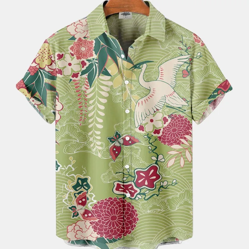 Мъжки костюми на птици, Хавайски ваканция, реколта тениска за мъже с 3D цветен ежедневните дизайн, Висококачествена и луксозна облекло Dazn, блузи, потници