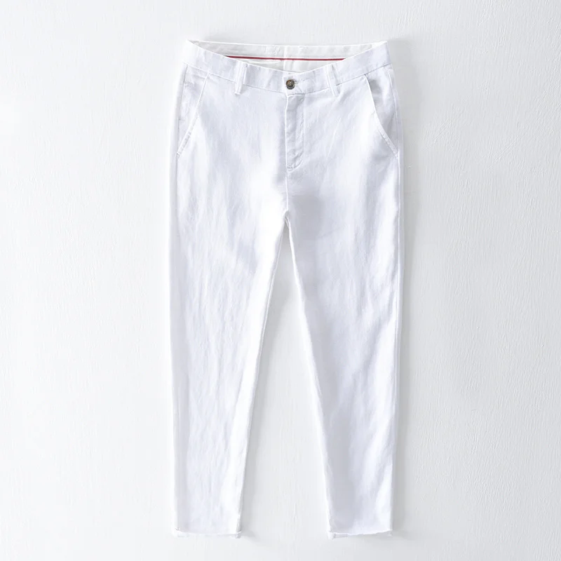 Пролетно Летни Панталони Мъжки Спално Бельо, Мода В Японски Стил Висококачествени Прави Панталони Мъжки Ежедневни Бизнес Тънки Панталони 2023 Нови Основни