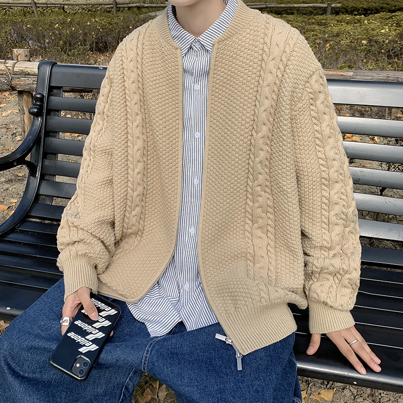 Палто-пуловери Мъжки, Нова мода 2023, Есенна мъжки дълга однотонная вязаная яке, Модерен, мъжки ежедневни пуловер, жилетка, палто X53