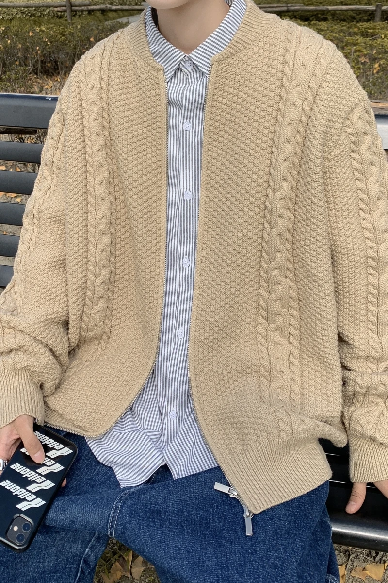 Палто-пуловери Мъжки, Нова мода 2023, Есенна мъжки дълга однотонная вязаная яке, Модерен, мъжки ежедневни пуловер, жилетка, палто X53