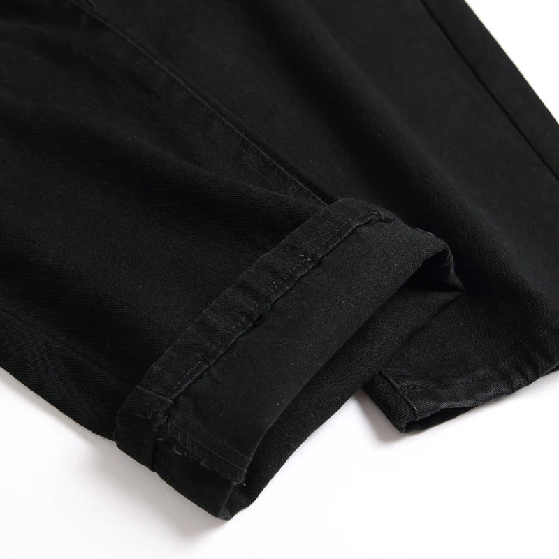 Градинска облекло в стил хип-хоп, мъжки черни панталони за джогинг с бродирани букви, Пролет-Есен, Свободни прави Дънки, улични панковские дънкови панталони