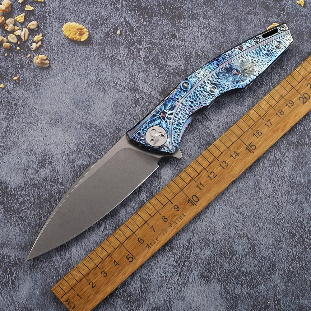 D2 Стоманен Нож Дръжката е От Титанова Сплав Лов Риболов Оцеляване EDC Ръчен Инструмент За Резба Нож