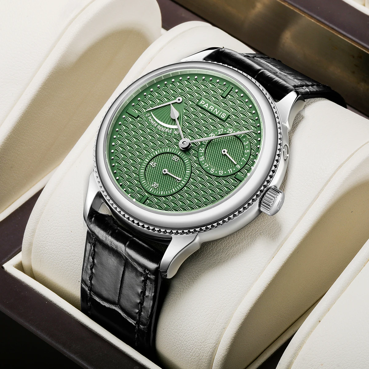 Нов Прием на Parnis 42 мм Зелен Циферблат Автоматичен Мъжки Часовник с Запас от ход Календар Механични Часовници Relogio Masculino 2023 Подарък