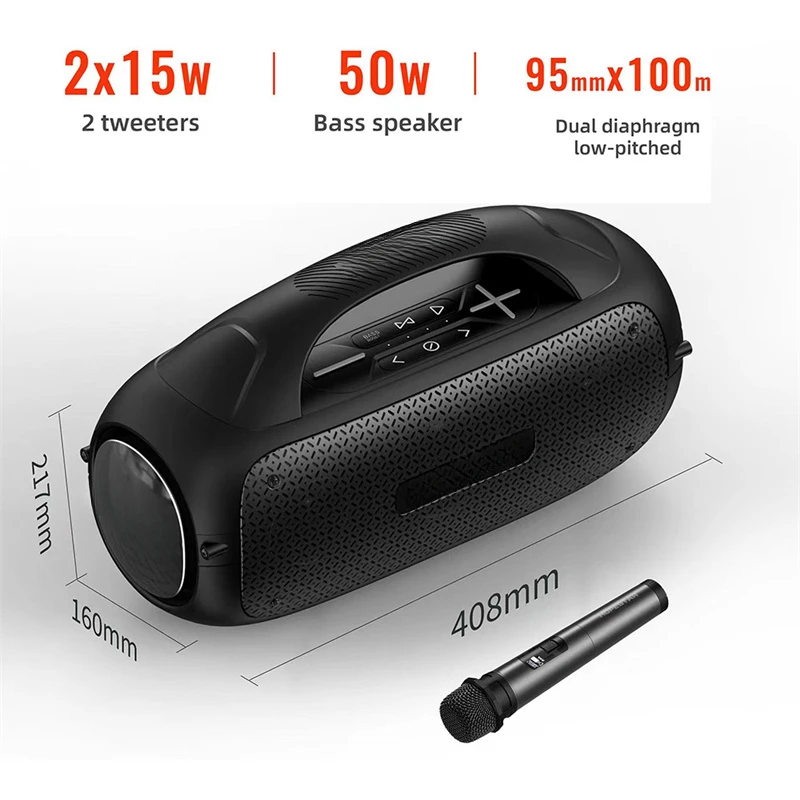 Мощен Bluetooth-високоговорител А50 с микрофон, семейство KTV за караоке, преносим Водоустойчив 80 W