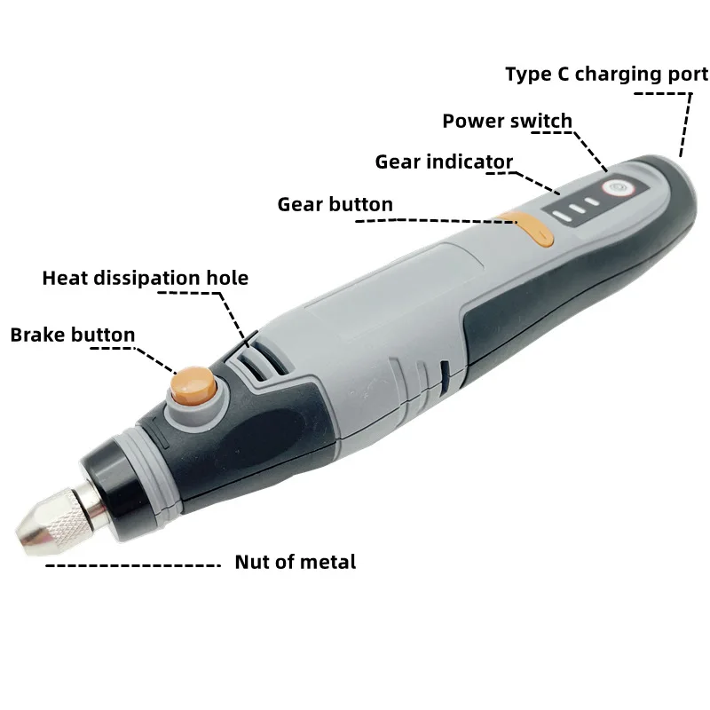 Електрическа машина за опесъчаване с 5-степенна дръжка за пробиване на ноктите, мини-регулиране, електрически инструменти, USB зареждане, набор от въртящи се инструменти за полиране 58 бр.