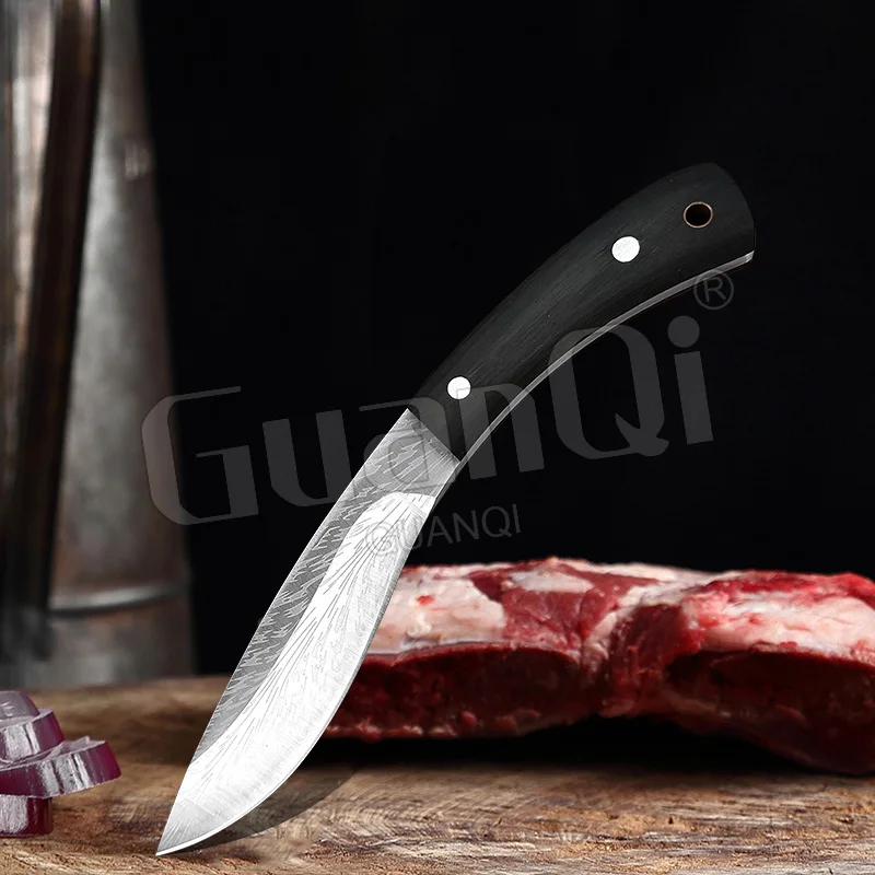 Обвалочный нож от неръждаема стомана 5cr15, Изкован Ловен нож на улицата с ножнами, Нож за рязане на месо, Ножове за приготвяне на храна, готвачи, касапин