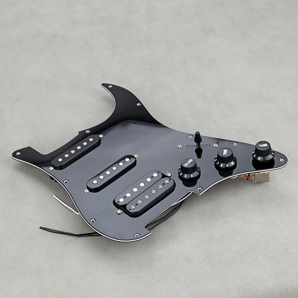 Набор от звукоснимателей Strat Pickguard Humbucker, черен, предварително свързан SSH за електрическа китара Fender Stratocaster