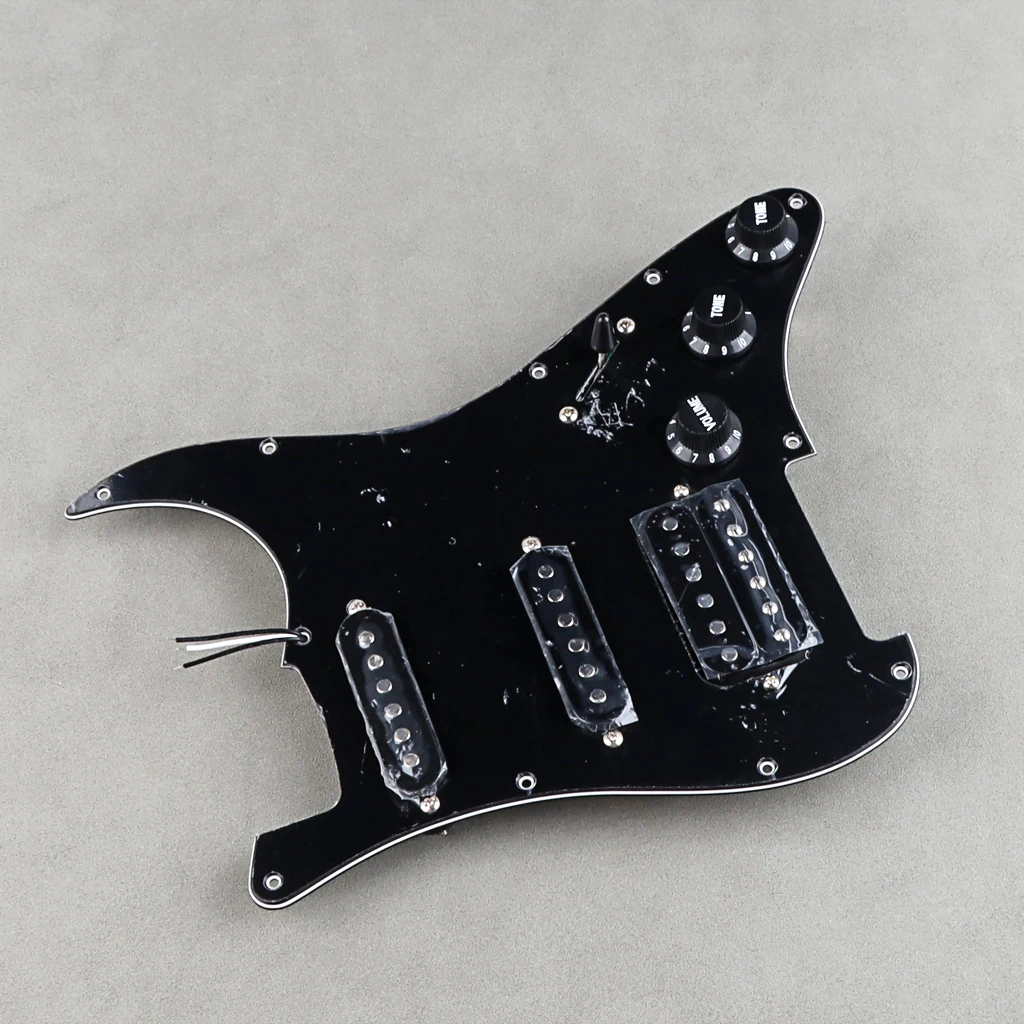 Набор от звукоснимателей Strat Pickguard Humbucker, черен, предварително свързан SSH за електрическа китара Fender Stratocaster