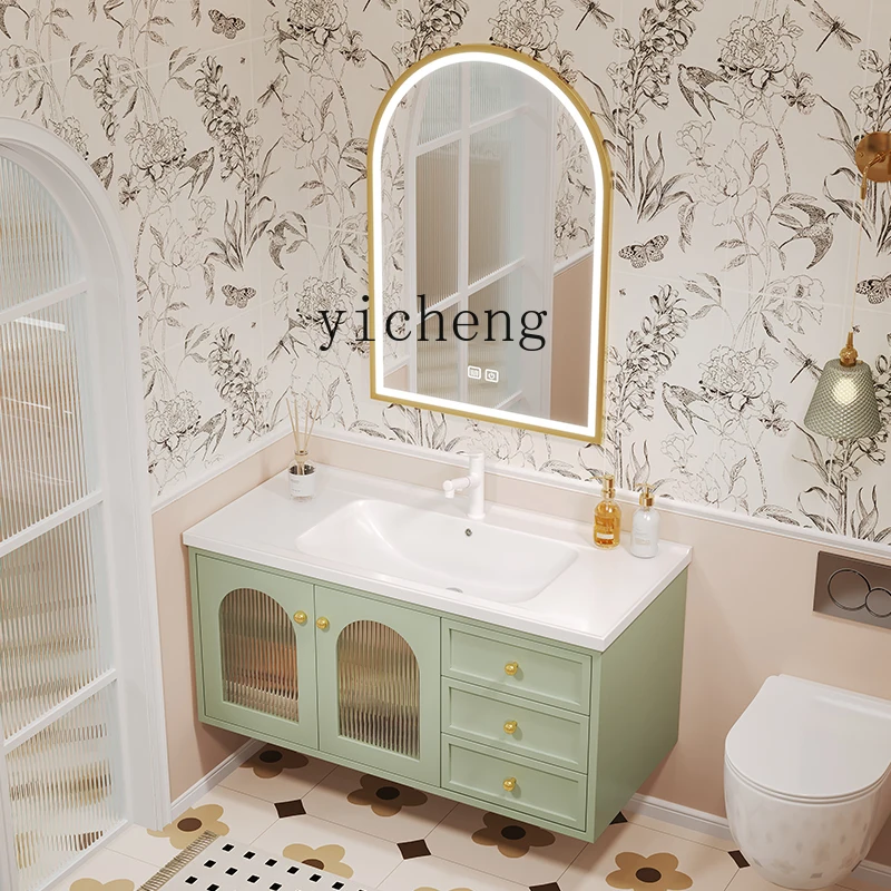 Zc2023 Нов Френски шкаф за баня, едно Парче Мивка, Керамичен Дъбов Мивка, Комбинация от шкафове за измиване