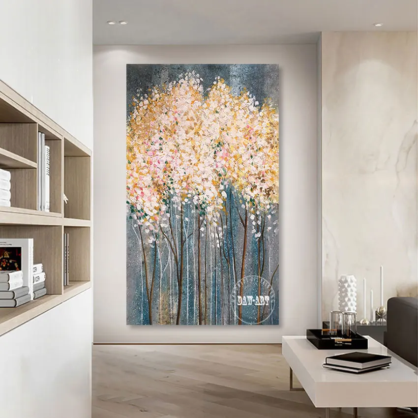 Абстрактно изкуство върху платно, красиви пейзажи, Естетика, Декорация на стаи, модерно изображение на дърво, Акрилни плакати на стената