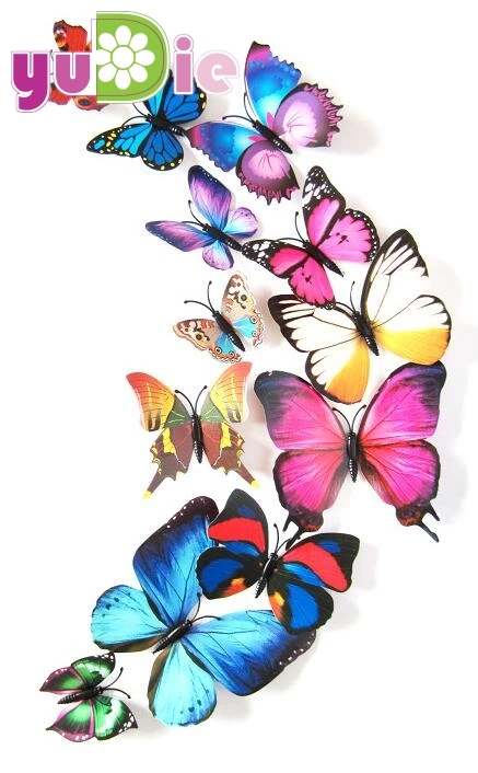 12 бр./компл., ново записване, slr с 3D стикери пеперуди на стената, сватбена декорация, декорация на домове със собствените си ръце