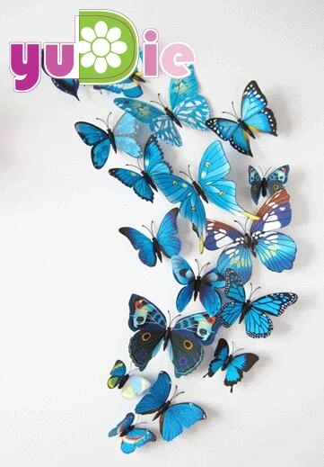 12 бр./компл., ново записване, slr с 3D стикери пеперуди на стената, сватбена декорация, декорация на домове със собствените си ръце