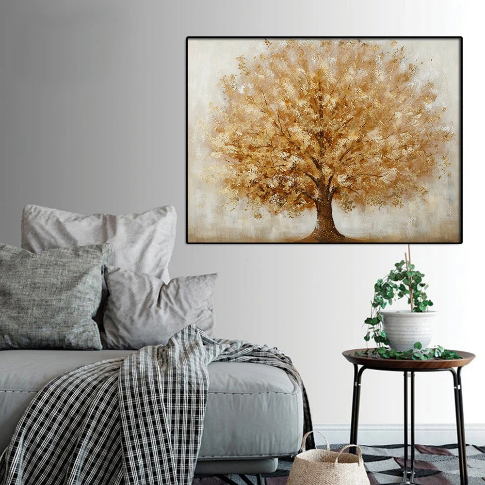 Съвременно Златно дърво, абстрактна шарка позлата, Естетически модел, принт и плакат за декорация на дома в хола на Cuadros