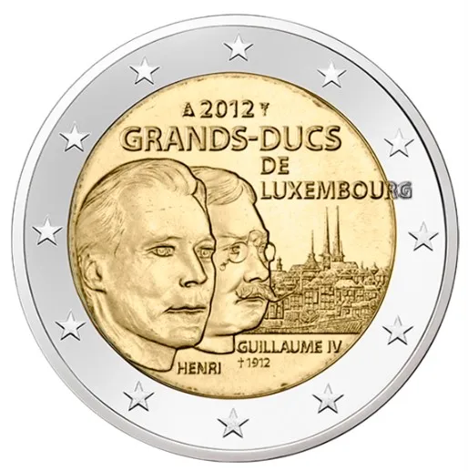 През 2012 г. великият херцог Вилхелм IV, почина на възраст от сто години и 2 евро Биметаллическая възпоменателна монета без оригинала