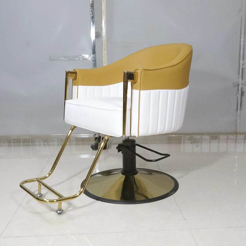 Луксозно кресло за стайлинг на коса от бяло злато, въртящо се малко коса стол, модерни за мъжете