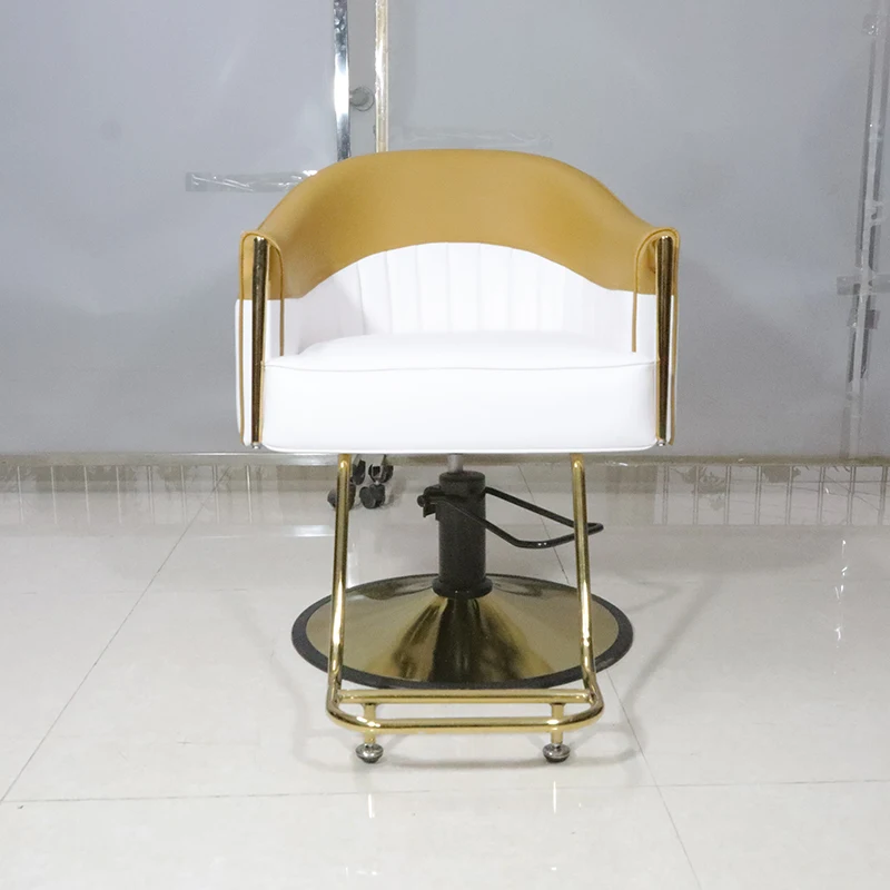 Луксозно кресло за стайлинг на коса от бяло злато, въртящо се малко коса стол, модерни за мъжете