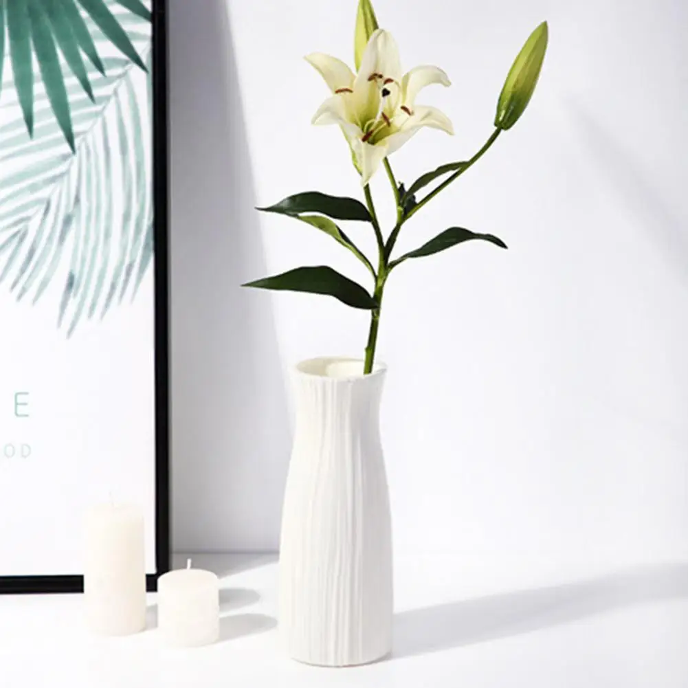 Ваза за цветя Геометричен дизайн, ваза за растенията с гладки ръбове, нескользящая основа, небьющийся цветен контейнер, Настолна ваза, украса за дома