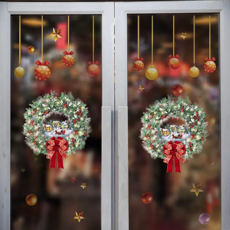 Снежинка Стъклена Стикер На Прозореца Весела Коледа Статично Електричество Украса на Стаята Подвижна Модел Тапети За дома