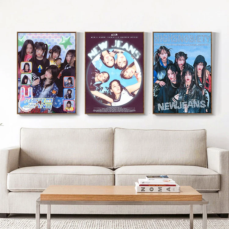 Kpop Girl Group Idol New-Дънки Нов Музикален Албум OMG Корица Плакат със Заек Платно Картина на Стената Художествени Картини Декор на Началната Стая