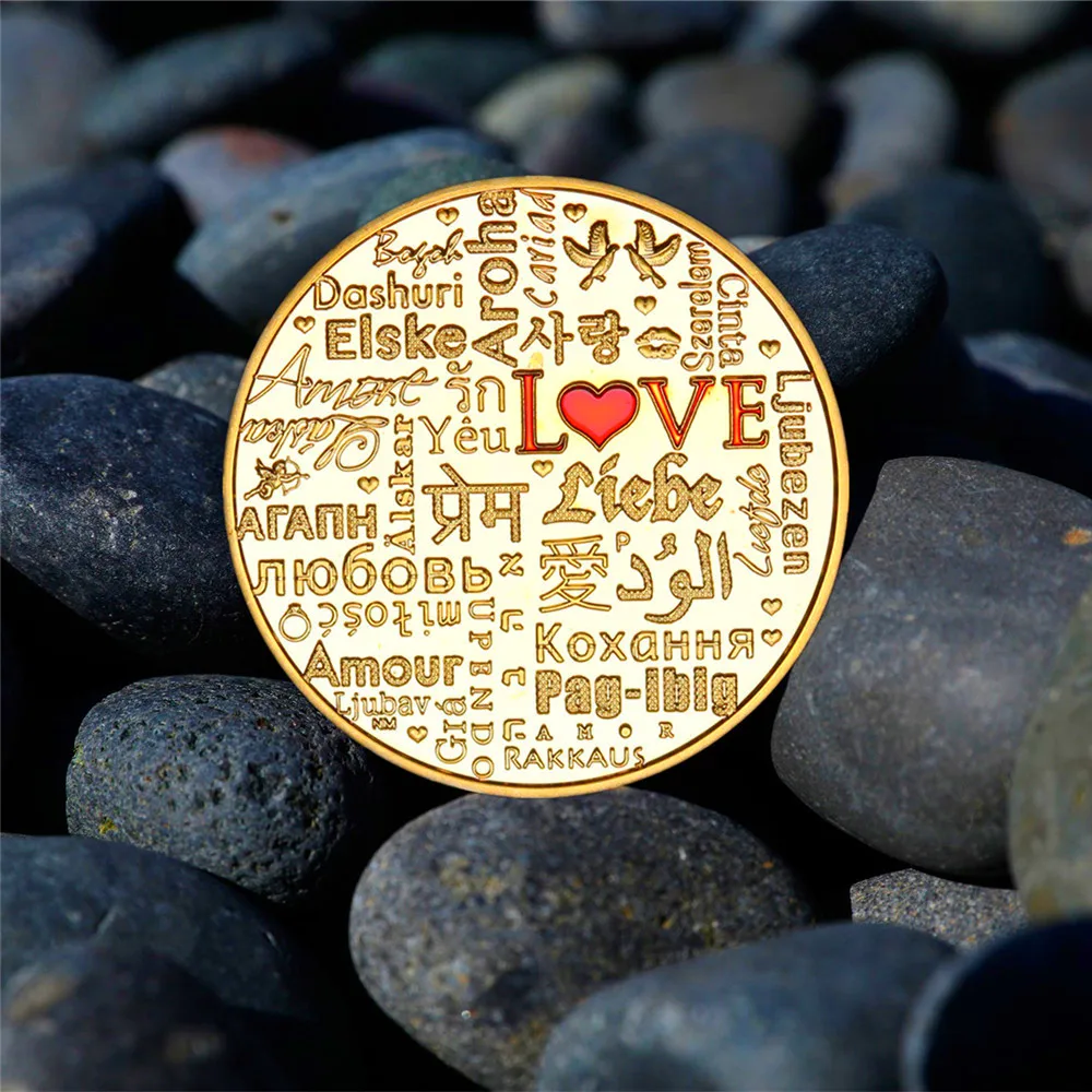 Монети на любовта, на събирането на възпоменателни монети, монети, сувенири, колекция от монети, произведения на занаятите, подаръци, юбилейна монета с кръгла капсула