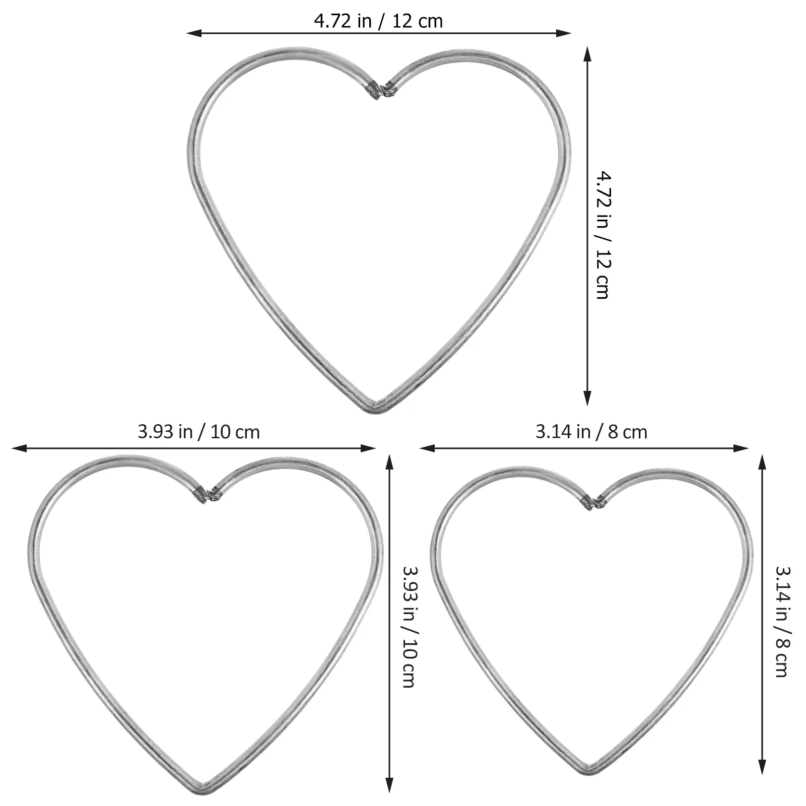 Пръстени-Ловци Сърцето на Метални Обръчи Покритие Пръстен за Diy Ловец на Сънища Ресни Материал За Производството на Аксесоари 8 см 10 см на 12 см, 9 бр.