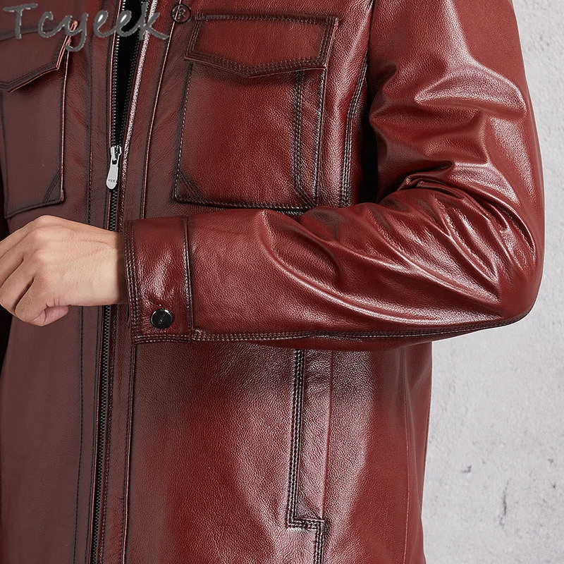 Нови мъжки якета от естествена кожа, 23 бр., къс мъжки облекла от естествена телешка кожа, есен-пролет бизнес ежедневното палто Chaquetas