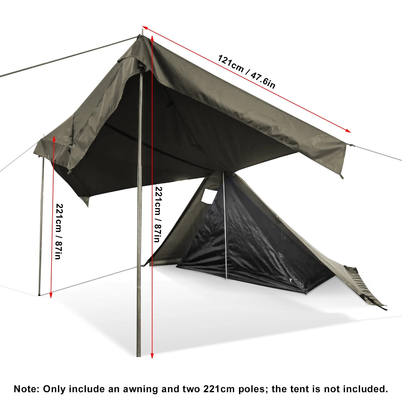 TOMSHOO Двупластова туристическа палатка с домкратом за печката Градинска шатра-вигвам за къмпинг, разходки