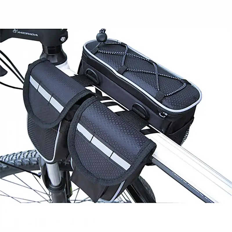 Велосипедна чанта 4 в 1 чанта за тръба на предната част на рамката на МТБ на Мотора, по-Голям Капацитет, Водоустойчив Мотор Чанта, Опаковки bag, Аксесоари за МТБ