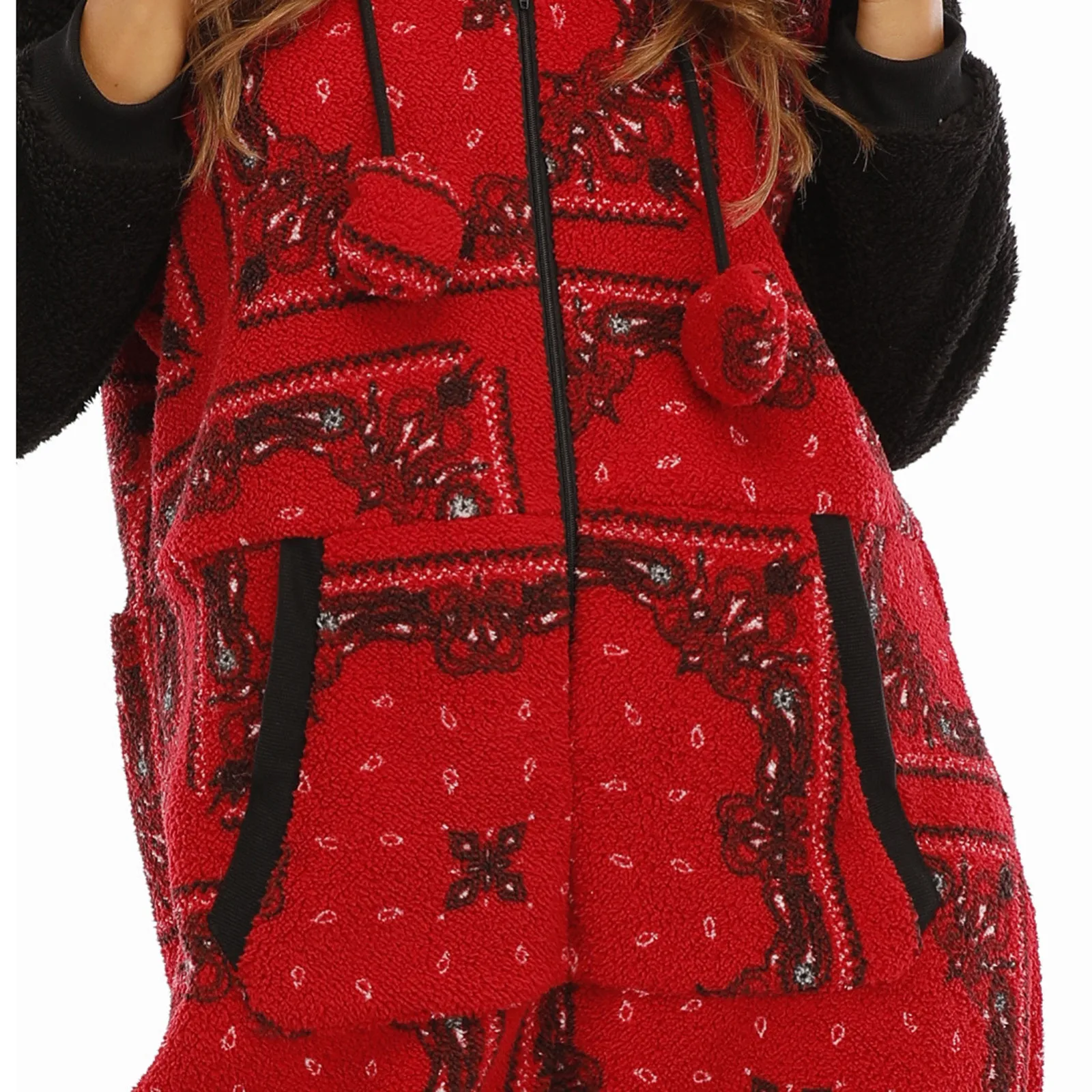 Жена Гащеризон с дълги ръкави, Коледен гащеризон с принтом, боди, Дамски пижами в ретро стил от плюш, Есенно-зимна нощница за възрастни