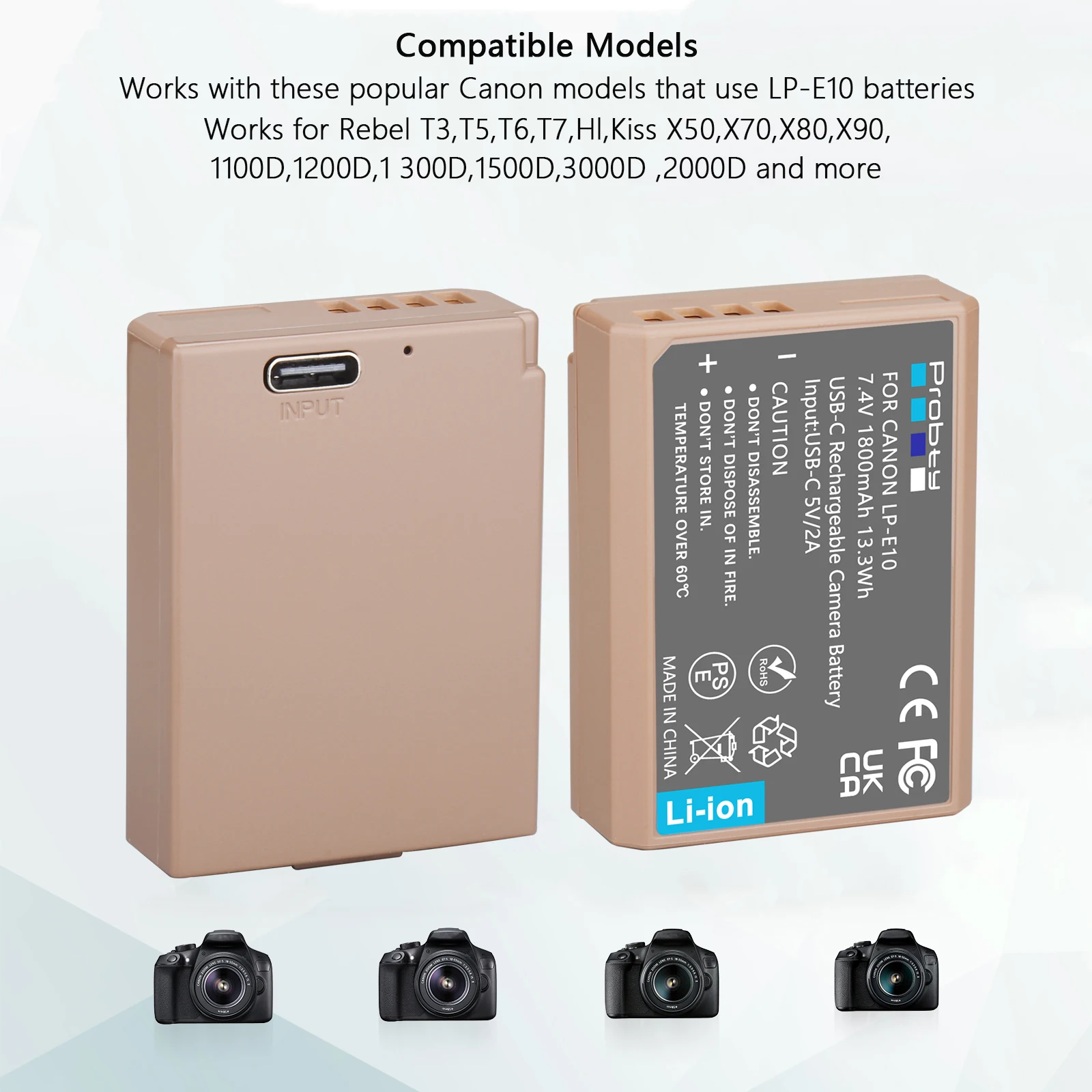 Нова Актуализация на Батерията LP-E10 LPE10 LP E10 със зарядно USB порт-C за Canon EOS 1100D 1200D 4000D Kiss X50 X70 Rebel T3 T5 T6