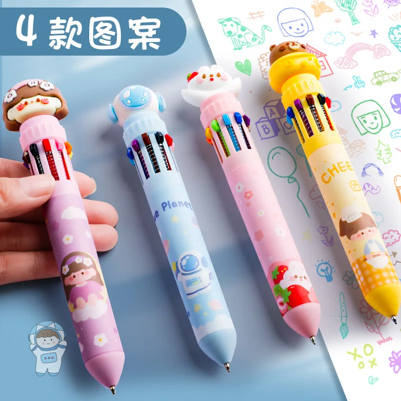 Химикалка писалка 10 цвята, скъпа мультяшная дръжка за начално училище, Вид на мускули, цветен мултифункционален гел писалка, химикалка химикалка