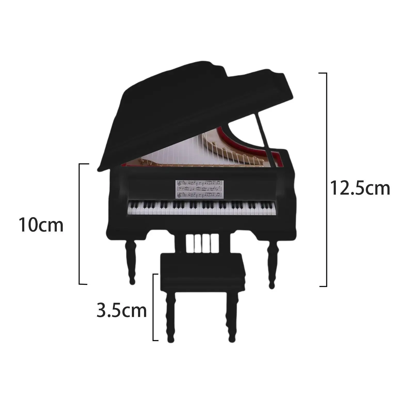 Мини-модел на пиано, декоративно дърво + пластмаса за украса за рожден Ден, игри набор, черен