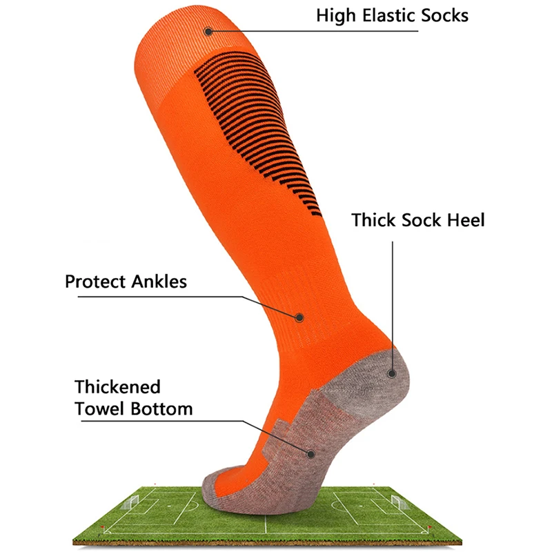 Компресия чорапи Унисекс, заглушителен износоустойчиви футболни чорапи, абсорбиращи потта, за уличен баскетбол, футбол кальцетины