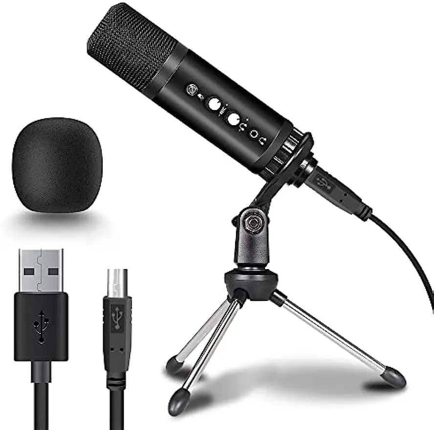 USB-Конденсаторные Микрофони за пеене с Микрофон за стрийминг на подкаст, Компютърни Микрофони, Професионален конектор 192 khz/24 bit