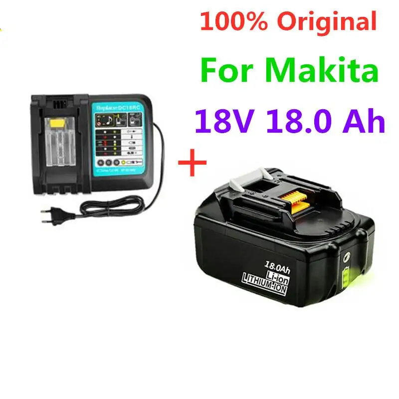 18V18Ah Акумулаторна Батерия 18000mah Литиево-Йонна Батерия Сменяеми батерии за MAKITA BL1880 BL1860 BL1830батарея + Зарядно устройство 3A