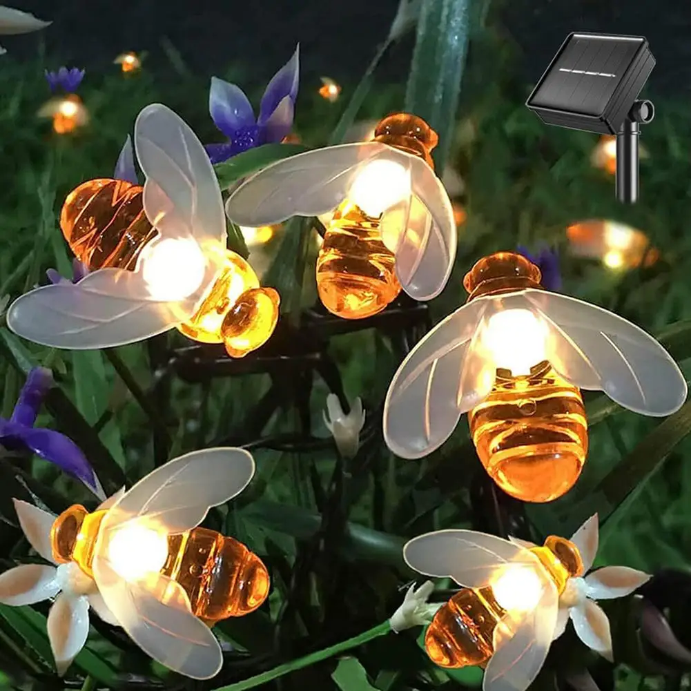 Слънчеви светлини 20 светодиода, външна водоустойчив имитация на медоносни пчели, декорация за градината, коледна украса