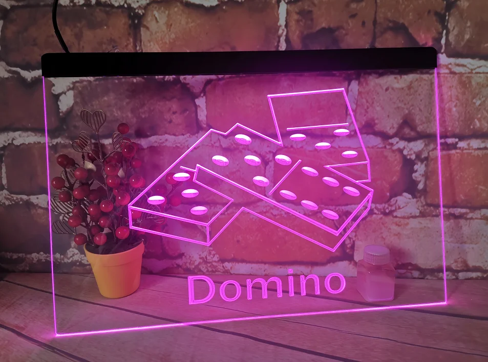 Бирария DOMINO Pub Club 3d табели LED Неонови Светещи Табели