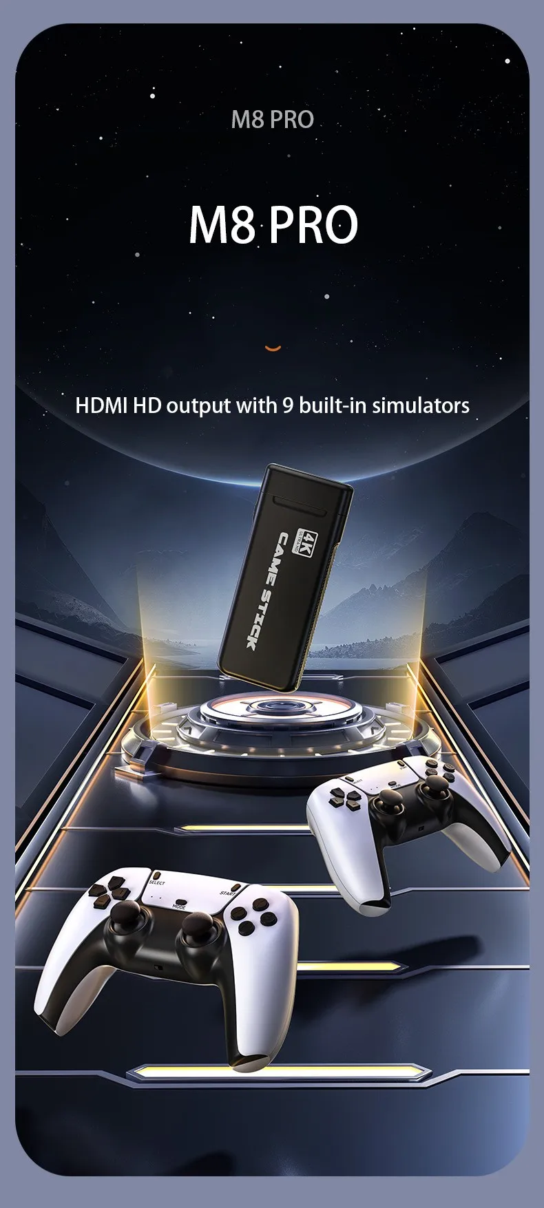 M8 4K Игра Stick Ретро Игрова конзола 64 GB 15000 Игри с Безжичен Контролер За GBA PS1 MD Подарък За момчетата 2023 Нова