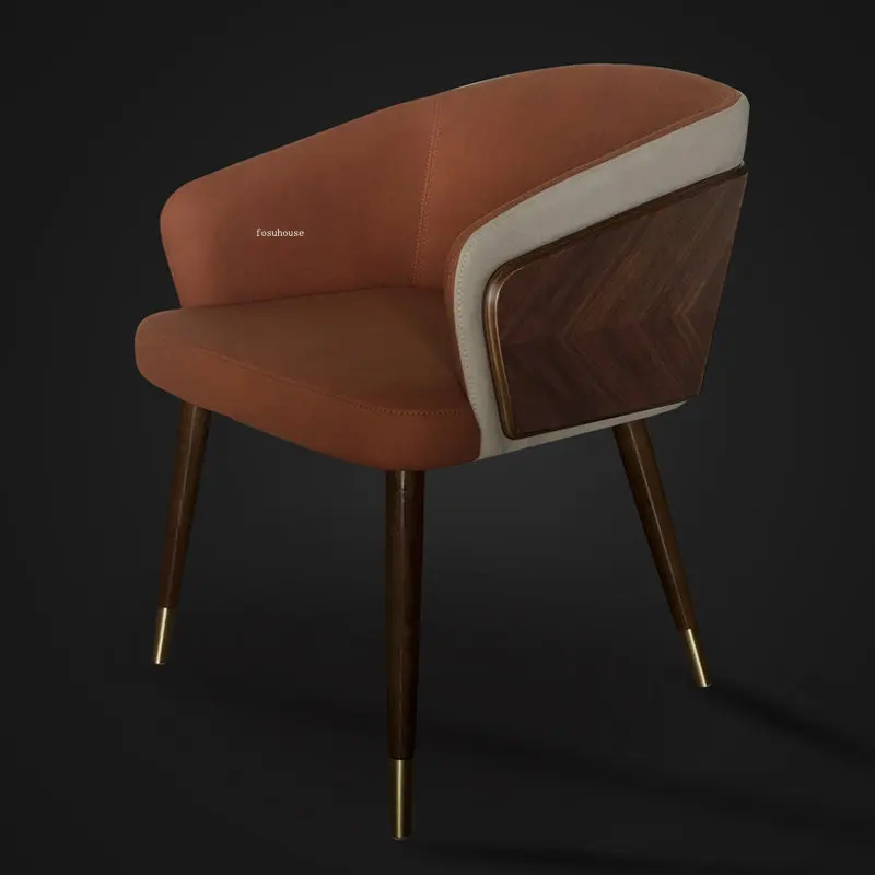 Дизайнерски трапезни столове за дома, Скандинавските столове от масивно дърво за кухненски мебели, Модерни Обичай Столове, маса за Хранене, стол с кожена облегалка