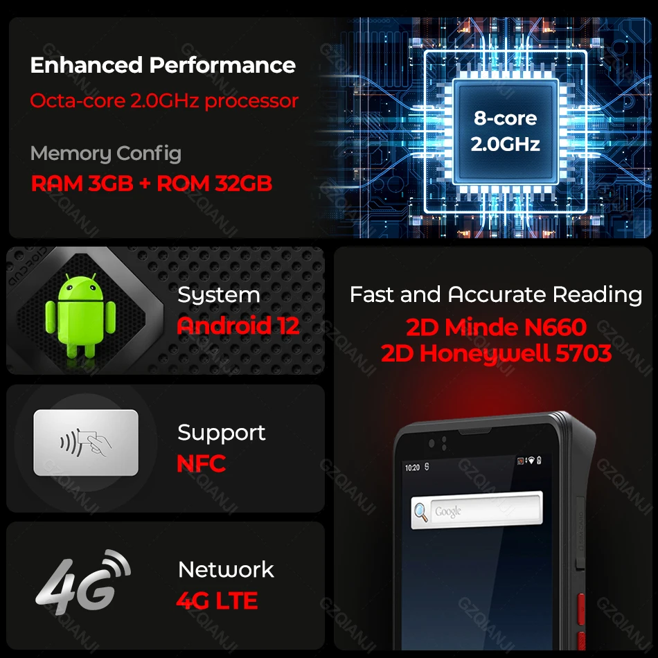 4G PDA Android Скенер RAM 3G ROM 32G 1D 2D QR баркод Скенер Четец за Събиране на данни Bluetooth Медицинско Лечение PDA Терминал