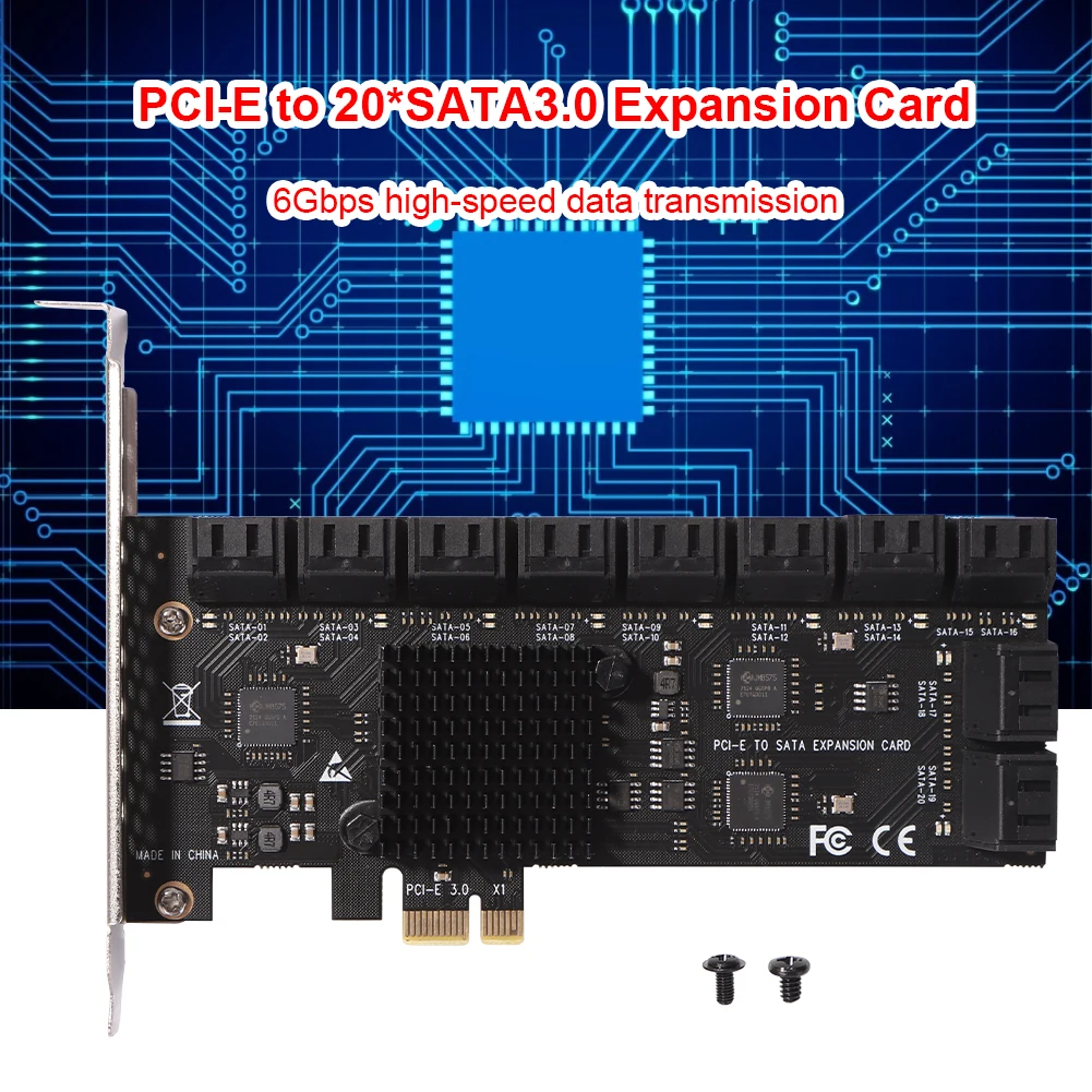 SA3120J PCIE Адаптера с 20 Порта 6 Gbit/s PCI-Express X1 SATA3.0 Странично разширяване Такса