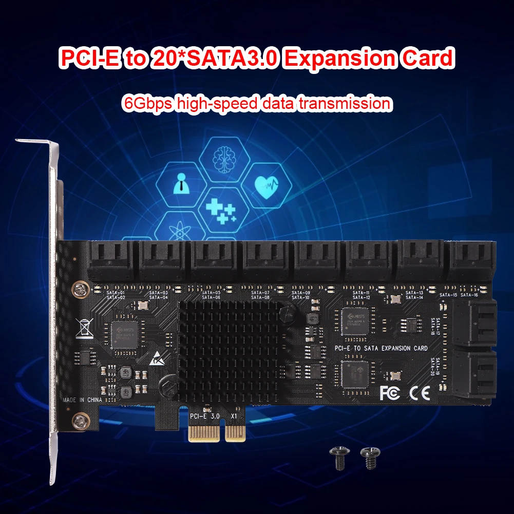 SA3120J PCIE Адаптера с 20 Порта 6 Gbit/s PCI-Express X1 SATA3.0 Странично разширяване Такса