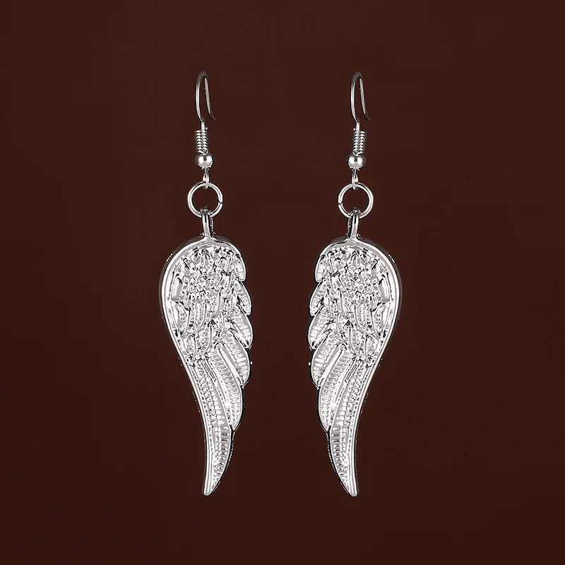 Реколта обеци с пера под формата на крилата на Ангела, Голяма окачване, Эстетичные ефектни обеци за жените, яка-пластрон, Сватбен tribal подарък