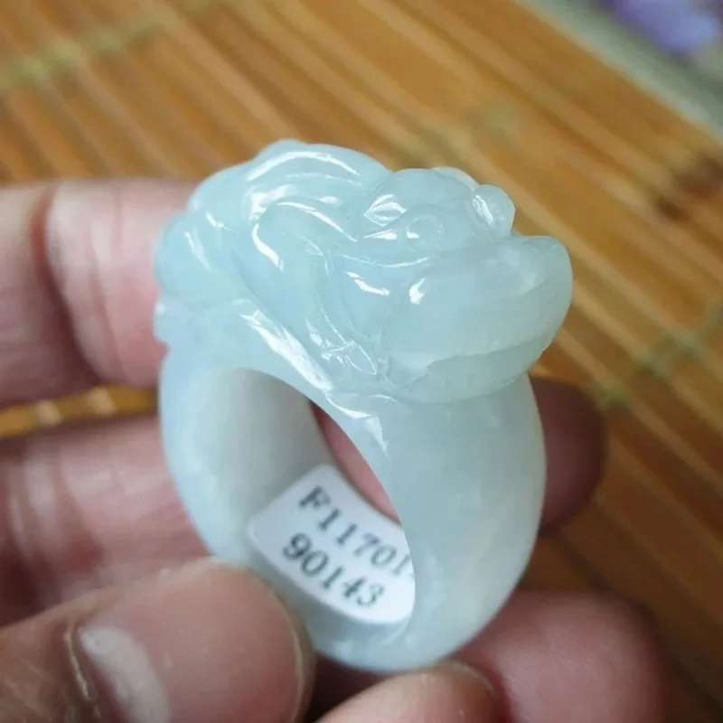Мианмар, истински Фалшив пръстен от jadeite Pixiu, Мъжко нефритовое пръстен за палеца, Пръстен за палеца на 18.9-21.1 Сертификат
