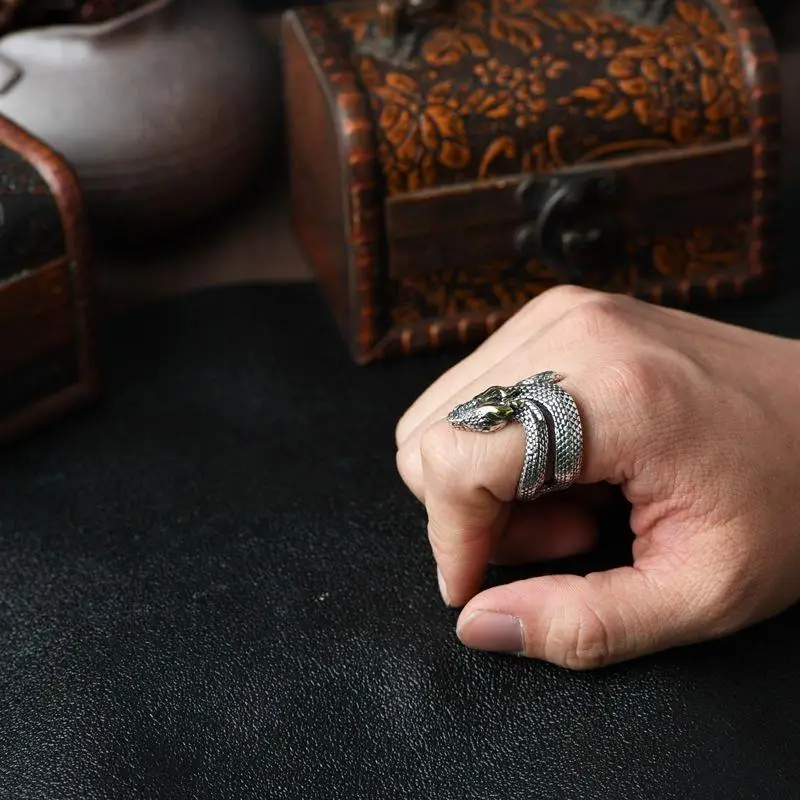 2023 Нова Реколта пръстени от python за мъже, Модерно Творческа Персонални пръстен от сплав в стил пънк, хип-хоп, Открывающееся Регулируем Пръстен от сплав, подарък за парти, бижута