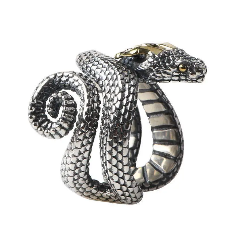 2023 Нова Реколта пръстени от python за мъже, Модерно Творческа Персонални пръстен от сплав в стил пънк, хип-хоп, Открывающееся Регулируем Пръстен от сплав, подарък за парти, бижута